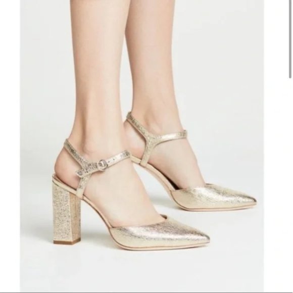 Loeffler Randall Leily Gold D'Orsay Block Heels - Picture 3 of 13